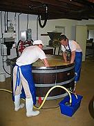 Draining off the whey